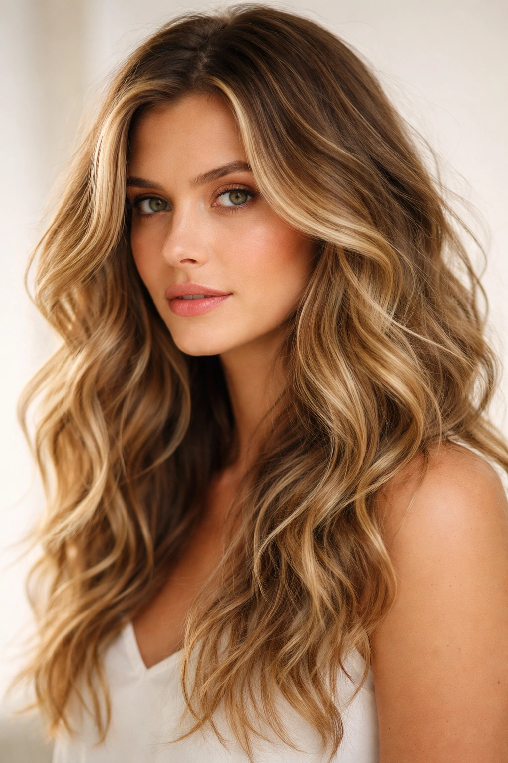Portrait of a person with beachy waves and dimensional color