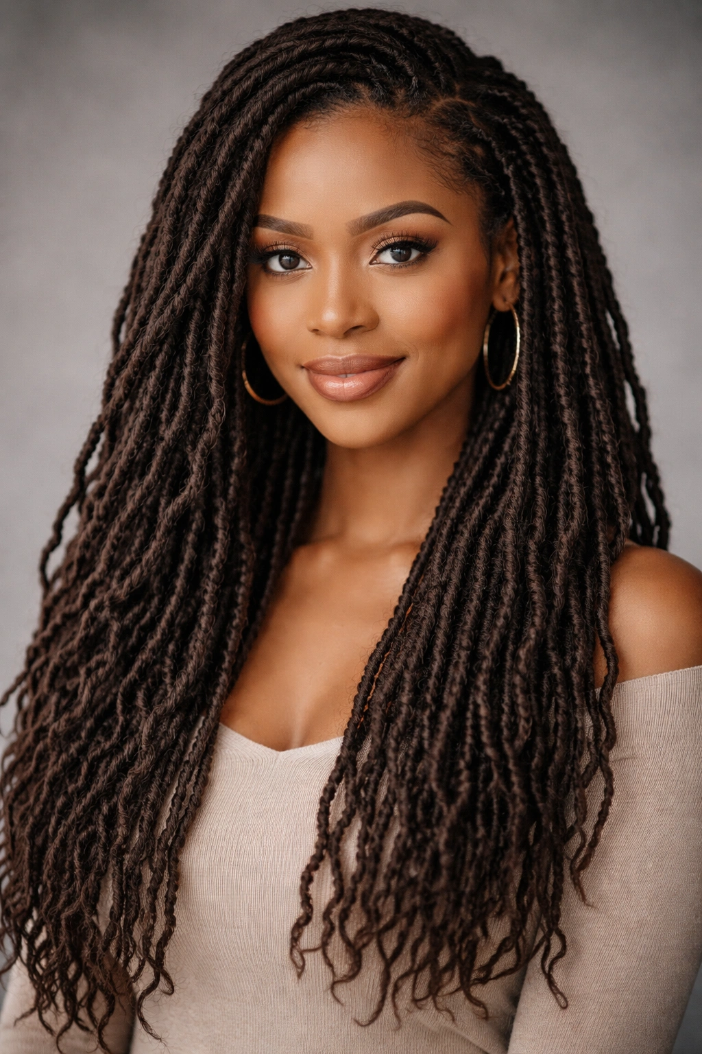 Full-head crochet locs extensions on a single model